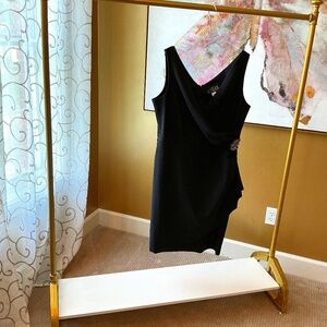 Alex Evenings Black Sleeveless Ruched Dress Size 14